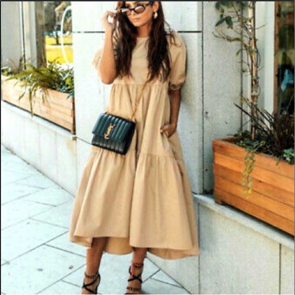 Zara | Dresses | Zara Puff Sleeve Tiered Poplin Midi Dress Nwt | Poshmark